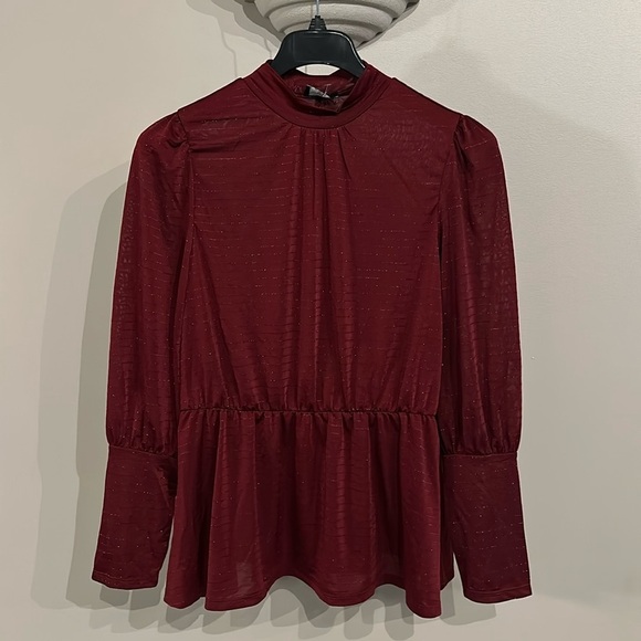 NWOT Lane Bryant maroon metallic stripe blouse​ - Picture 1 of 4